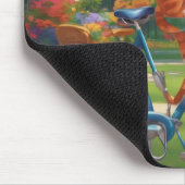 花付き自転車カラフルの猫マウスパッド マウスパッド (コーナー)