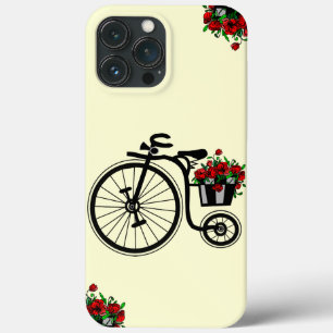 花付き自転車iPhoneケース – 色を選択 iPhone 13 Pro Maxケース
