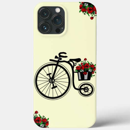 花付き自転車iPhoneケース – 色を選択 Case-Mate iPhoneケース (裏面)