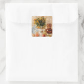 花付き花瓶,コーヒーポットとフルーツ,ファンゴッホ スクエアシール (バッグ)