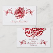 花付き蝶（ヘナ）（赤） 名刺 (正面/裏面)