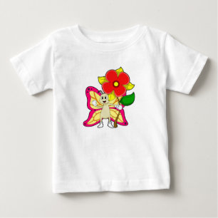 花付き蝶 ベビーTシャツ