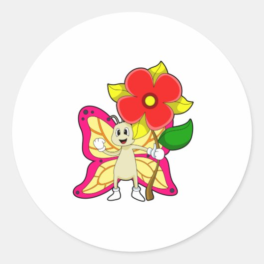 花付き蝶 ラウンドシール (正面)