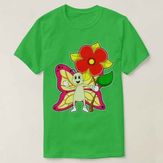 花付き蝶 Tシャツ (デザイン正面)