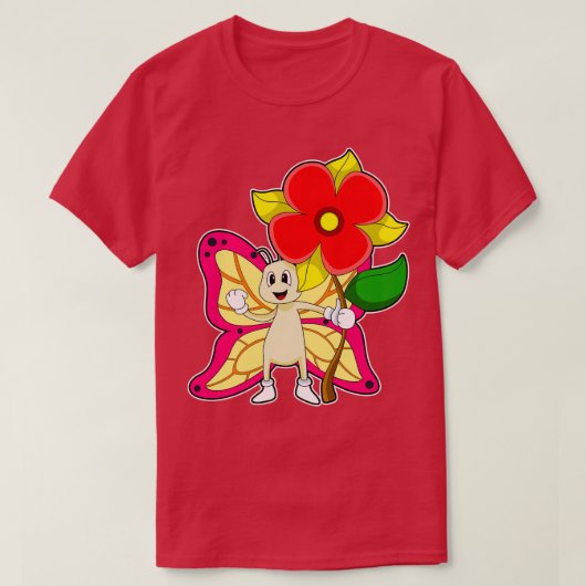 花付き蝶 Tシャツ (デザイン正面)
