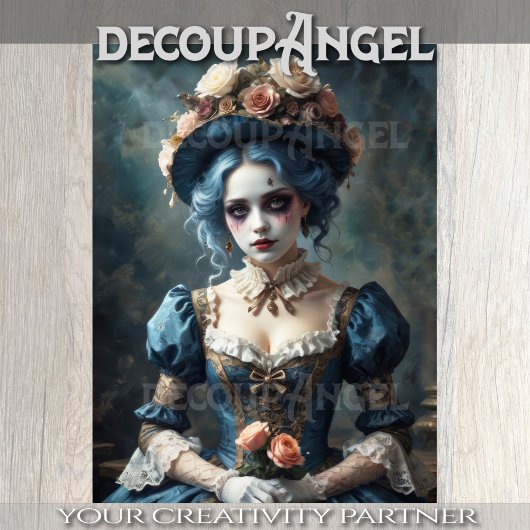 花付き衣装の女 – デコページ –  薄葉紙