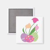 花付き装飾卵3個 マグネット (正面/裏面)