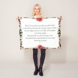 花付き詩編1縁ど フリースブランケット