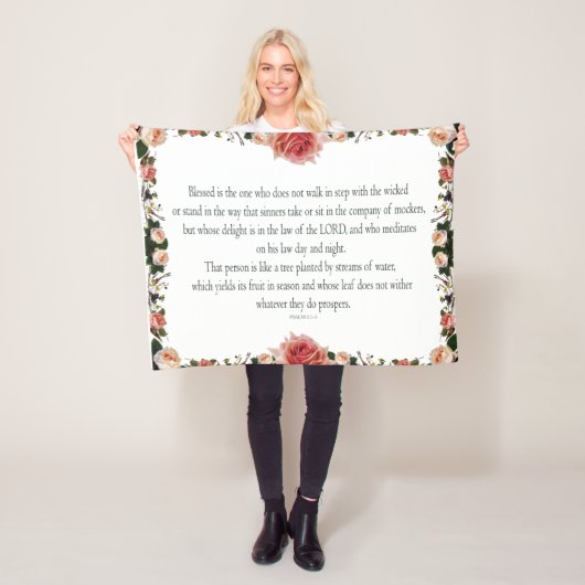 花付き詩編1縁ど フリースブランケット (インサイチュ)