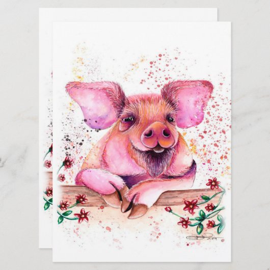 花付き豚 |アートデザイン |アートギフト (正面/裏面)