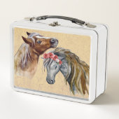 花付き馬弁当箱 メタルランチボックス (正面)