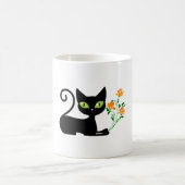 花付き黒猫 コーヒーマグカップ (中央)