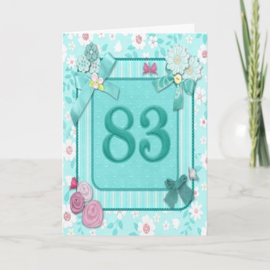 花付き83誕生日カード カード (正面)
