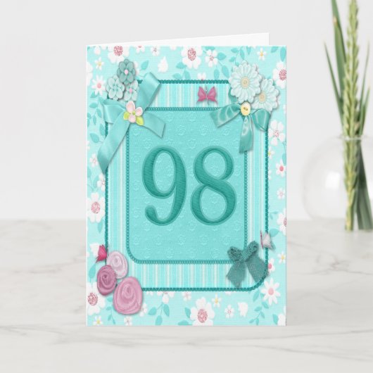 花付き98thバースデーカード カード (正面)