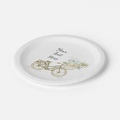 花付自転車紙プレート ペーパープレート (アングル)