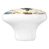 花伝統的青地中海のクリームフローラ セラミックノブ (側面)