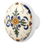 花伝統的青地中海のクリームフローラ セラミックノブ (右)