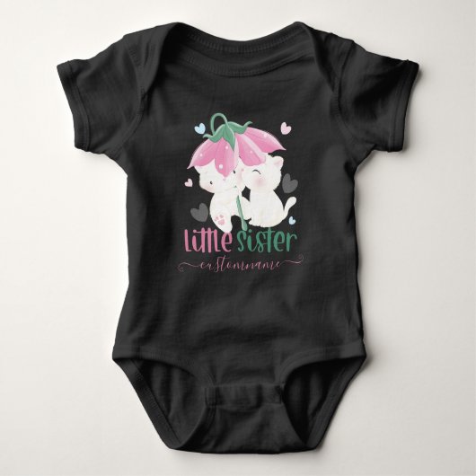 花傘の下の猫カスタムの妹 ベビーボディスーツ (正面)