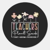 花先生先生植物種子T永遠に成長 ラウンドシール (正面)