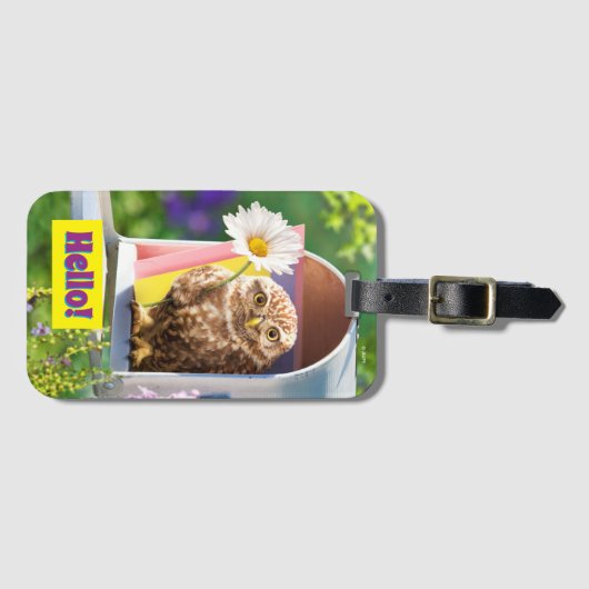 花入りフクロウ ラゲッジタグ (正面横)