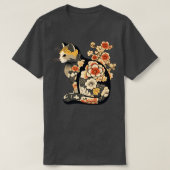 花入日本のれ猫 Tシャツ (デザイン正面)