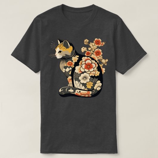 花入日本のれ猫 Tシャツ (デザイン正面)