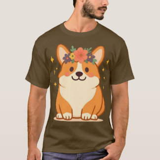 花冠のコーギー Tシャツ