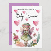 花冠の妖精のベビーシャワー招待状 招待状 (正面/裏面)