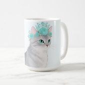 花冠の灰色猫 コーヒーマグカップ (正面右)