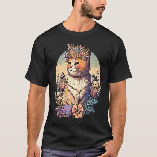 花冠の猫 3 Tシャツ (正面)