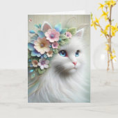 花冠の誕生日のペルシャ猫 カード (黄色い花)