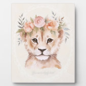 花冠の赤ちゃんライオンのぬいぐるみアート フォトプラーク (正面)