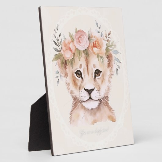 花冠の赤ちゃんライオンのぬいぐるみアート フォトプラーク (側面)