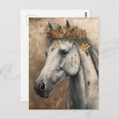 花冠はがきを着た馬 ポストカード (正面/裏面)