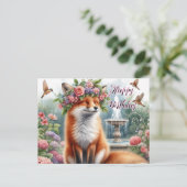 花冠をかぶったかわいいキツネの誕生日ポストカード ポストカード (スタンド正面)