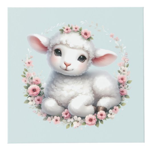 花冠をかぶったかわいい羊のイラスト フォトキューブ (右)