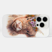 花冠をかぶったハイランドカウの水彩画イラスト Case-Mate iPhoneケース (裏面 (横))