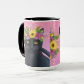 花冠をかぶった黒猫 マグカップ (正面左)
