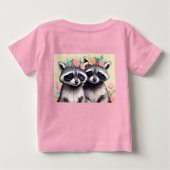 花冠をかぶった2匹のかわいいアライグマ ベビーTシャツ (裏面)