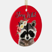 花冠を付けたかわいいアライグマ - Stay Wild セラミックオーナメント (右)