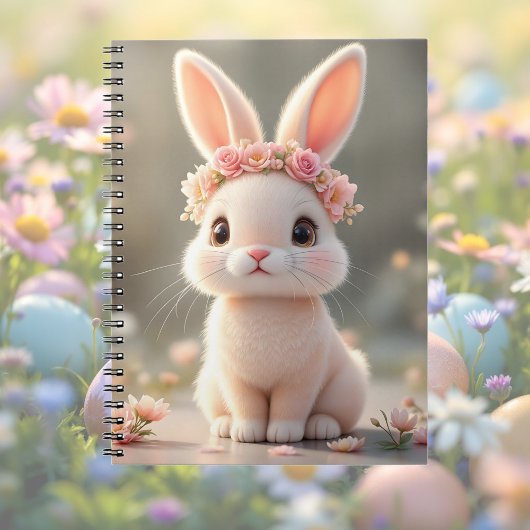花冠を付けたかわいい赤ちゃんうさぎ ノートブック