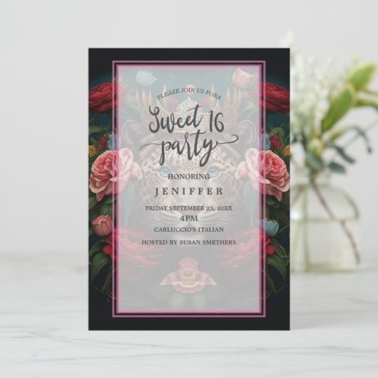 花冠を戴いたジャガーの絵 招待状 (スタンド正面)