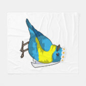 花冠を戴いた花嫁の鳥 フリースブランケット (正面(横))