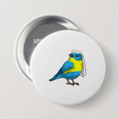 花冠を戴いた花嫁の鳥 缶バッジ (正面&裏面)