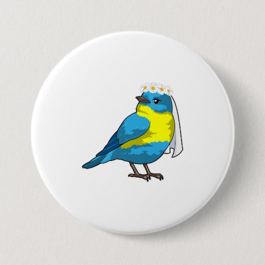 花冠を戴いた花嫁の鳥 缶バッジ (正面)