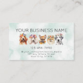 花冠、水彩グリーンの愛らしい犬 名刺 (裏面)