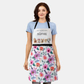 花冠、水彩愛らしい犬 エプロン (着用した状態)