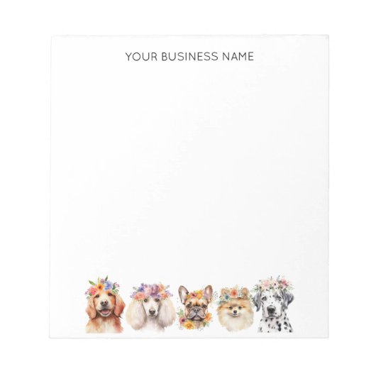 花冠、水彩愛らしい犬 ノートパッド (正面)