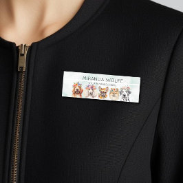 花冠、水彩愛らしい犬 名札