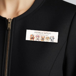 花冠、水彩愛らしい犬 名札